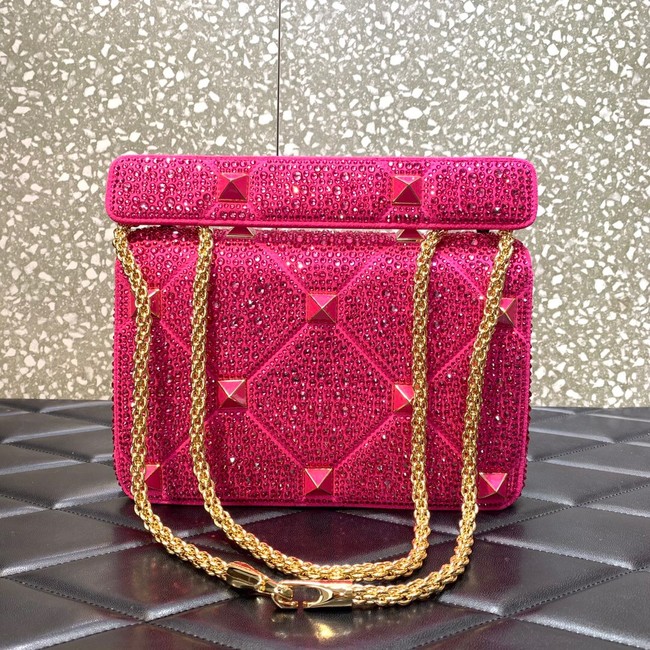 VALENTINO GARAVANI Roman Stud soft sheep leather chain shoulder bag VW0B0I82 Plum