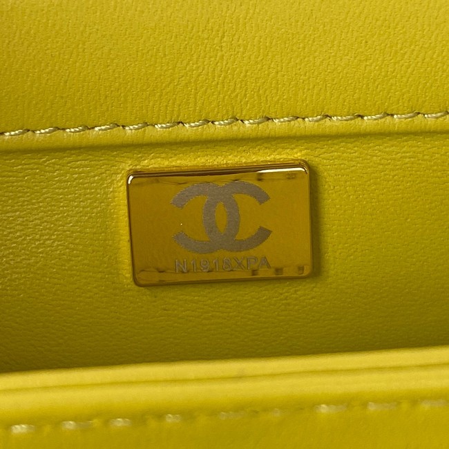 CHANEL SMALL FLAP BAG & Gold-Tone Metal AS3498 yellow