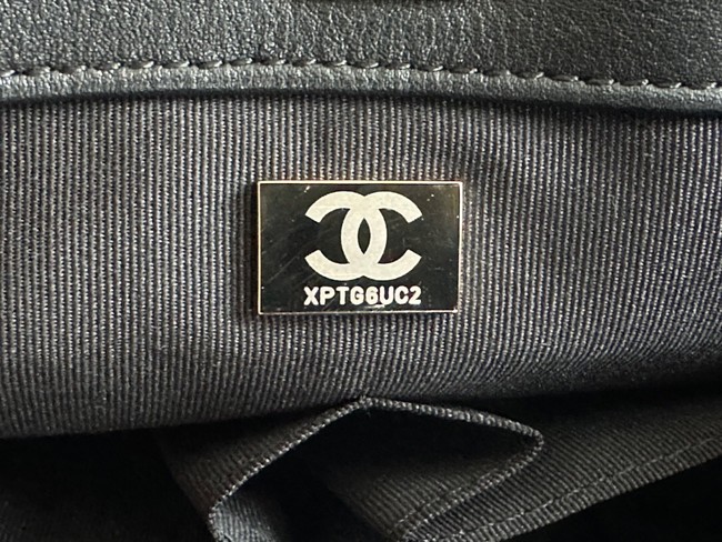 CHANEL Calfskin & Gold-Tone Metal AS3508 black