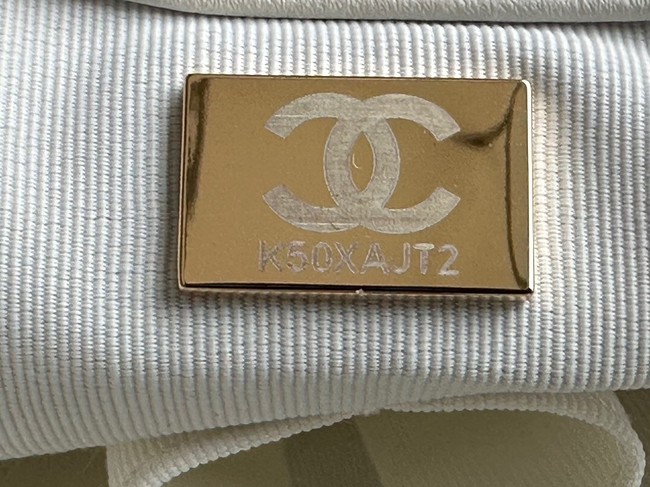 CHANEL Calfskin & Gold-Tone Metal AS3508 white