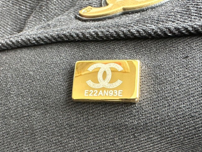 CHANEL Printed Denim & Gold-Tone Metal AS3136 black