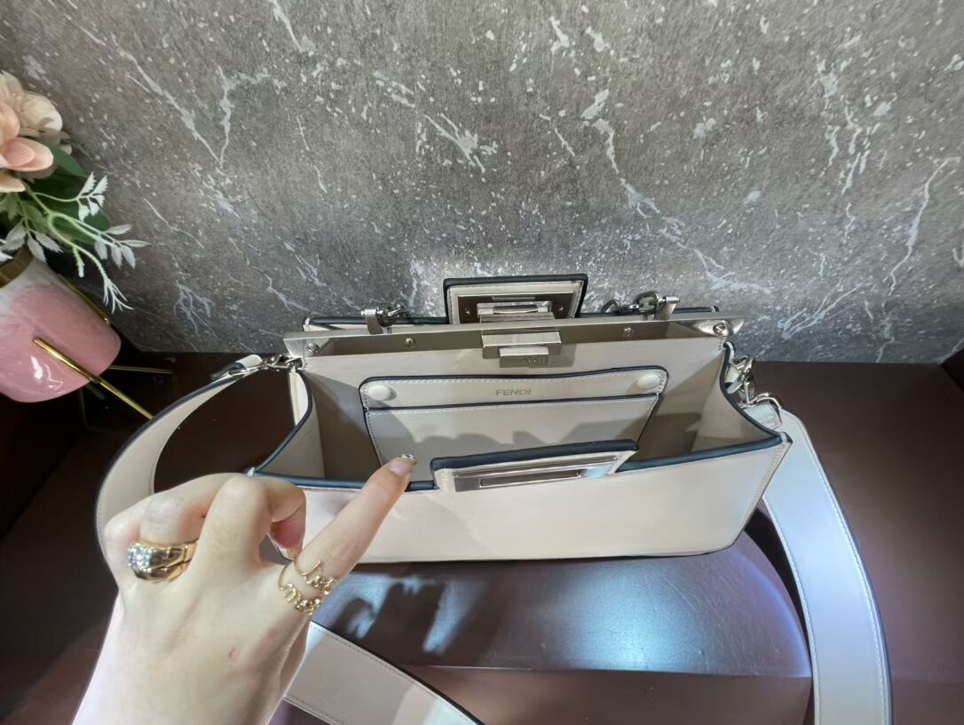 Fendi Peekaboo Cut Medium soft nappa leather bag 8BN340 WHITE