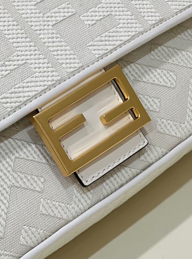 Fendi Baguette canvas bag with FF embroidery 8BR600 white