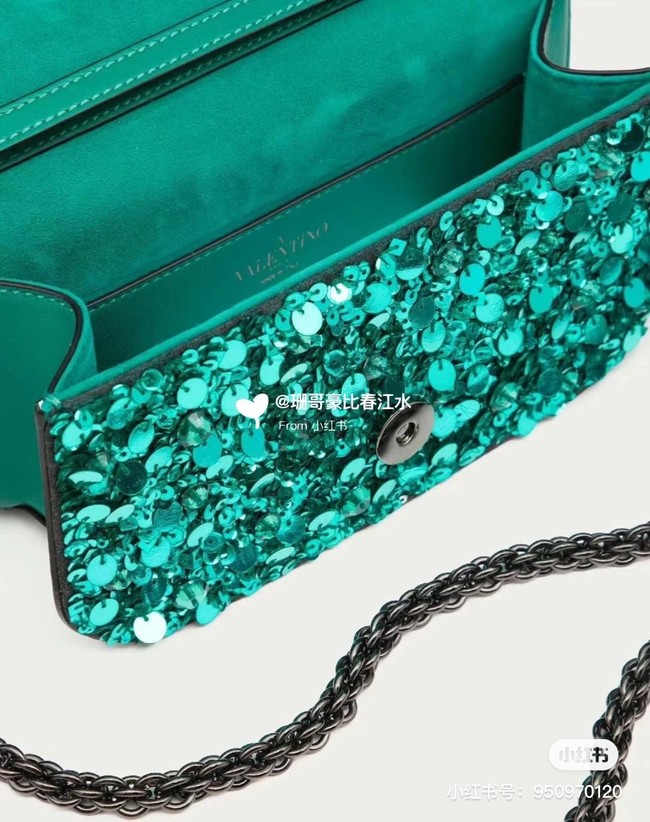VALENTINO V-logo MINI LOCO sequin and leather bag WA0K53-3