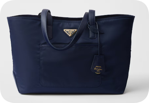 Prada Re-Edition 1978 medium Re-Nylon and Saffiano leather tote bag 1BG555 Baltic Blue