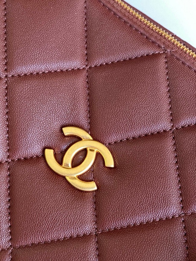 CHANEL Small Bowling Bag Lambskin AS5791 burgundy