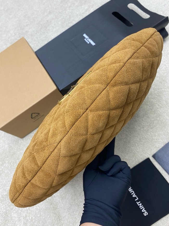 Yves Saint Laurent ICARE hobo in quilted suede 858160 CARAMEL COGNAC
