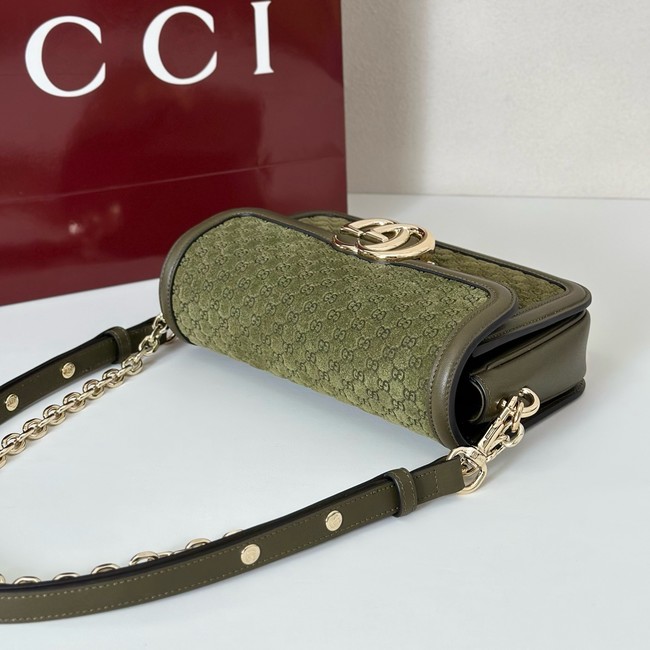 Gucci GG Marmont small suede shoulder bag 826761 green