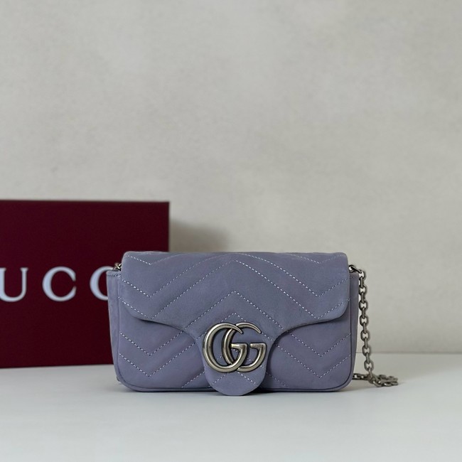 GUCCI GG Marmont mini shoulder bag Variation 841290 Variation dusty blue suede