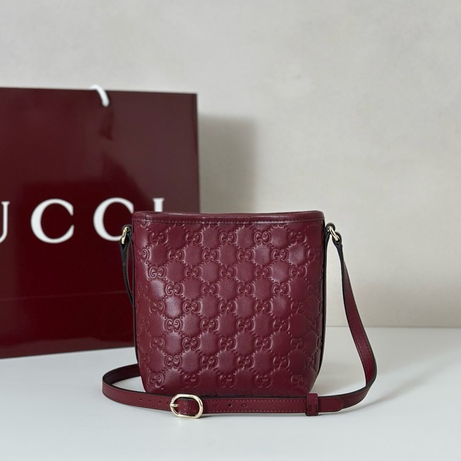 Gucci GG Emblem nano bucket bag 847090 Rosso Ancora red