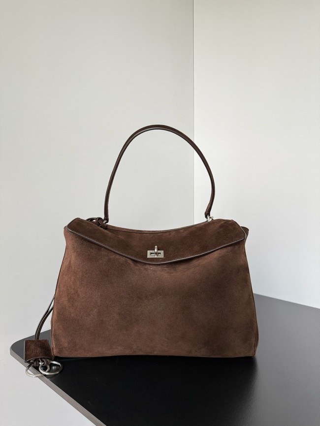 Balenciaga Rodeo Handbag Large suede calfskin 795458 Coffee