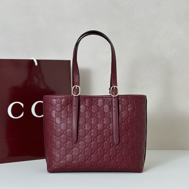 Gucci GG Emblem medium tote bag 847456 Rosso Ancora red