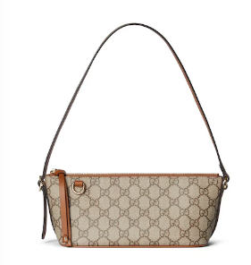 Gucci GG Emblem small shoulder bag 847281 beige and dark brown fabric