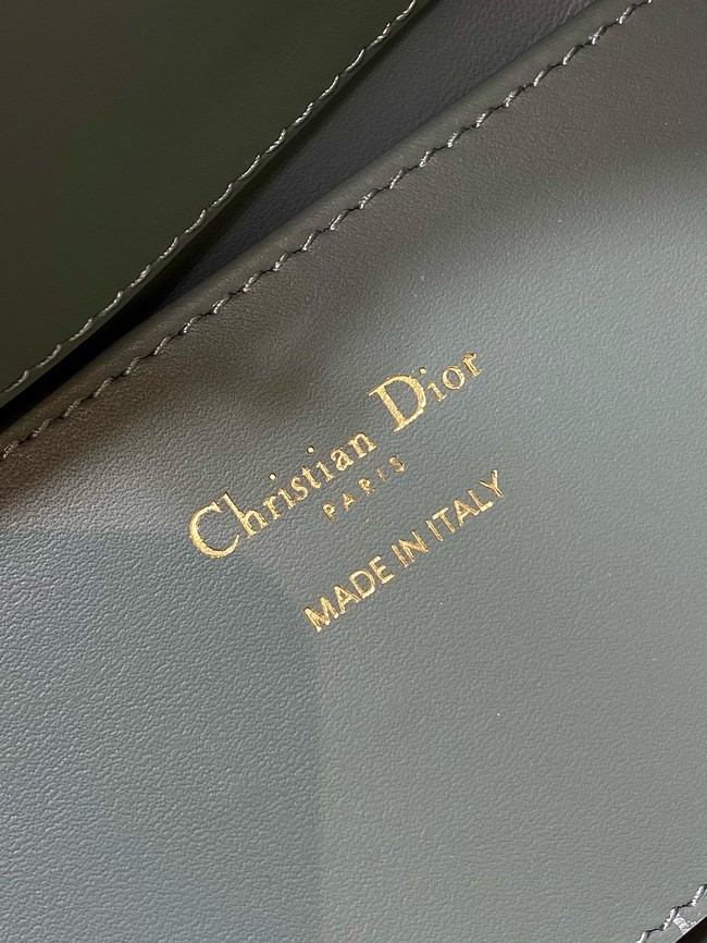 Small Dior Toujours Vertical Tote Bag Macrocannage Crinkled Calfskin M2835 gray