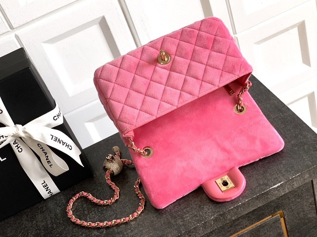 Chanel small Classic Handbag velvet AS1787 Pink