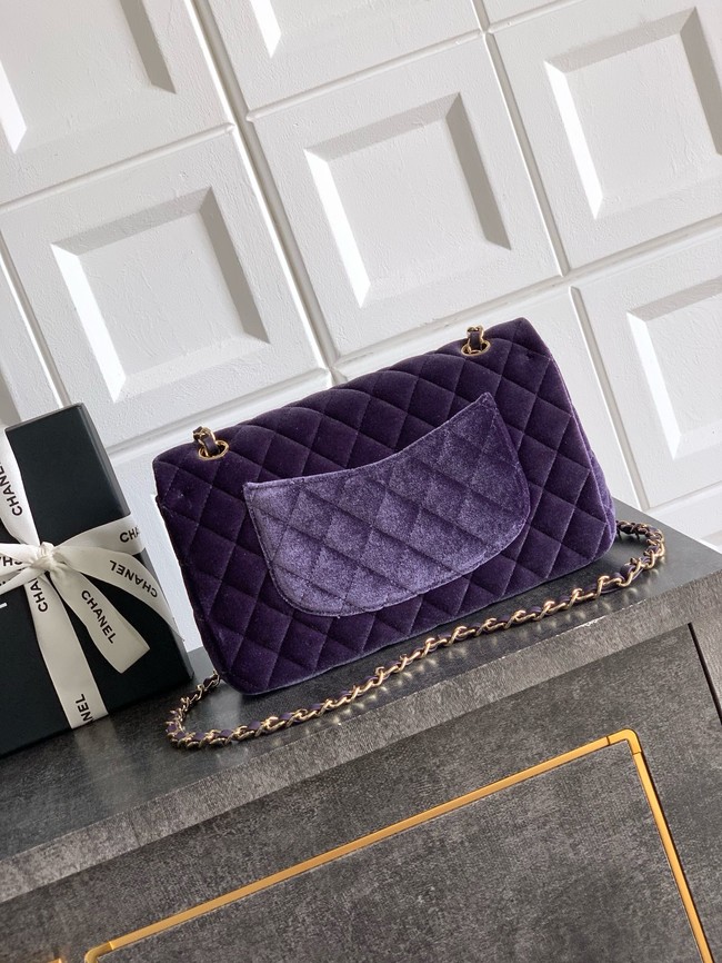 CHANEL Classic 11.12 Handbag velvet A01112 Purple
