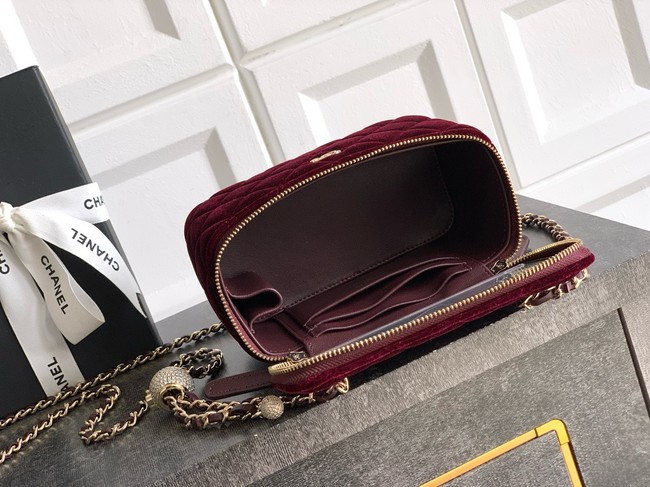 CHANEL velvet Vanity with Chain AP3940 burgundy