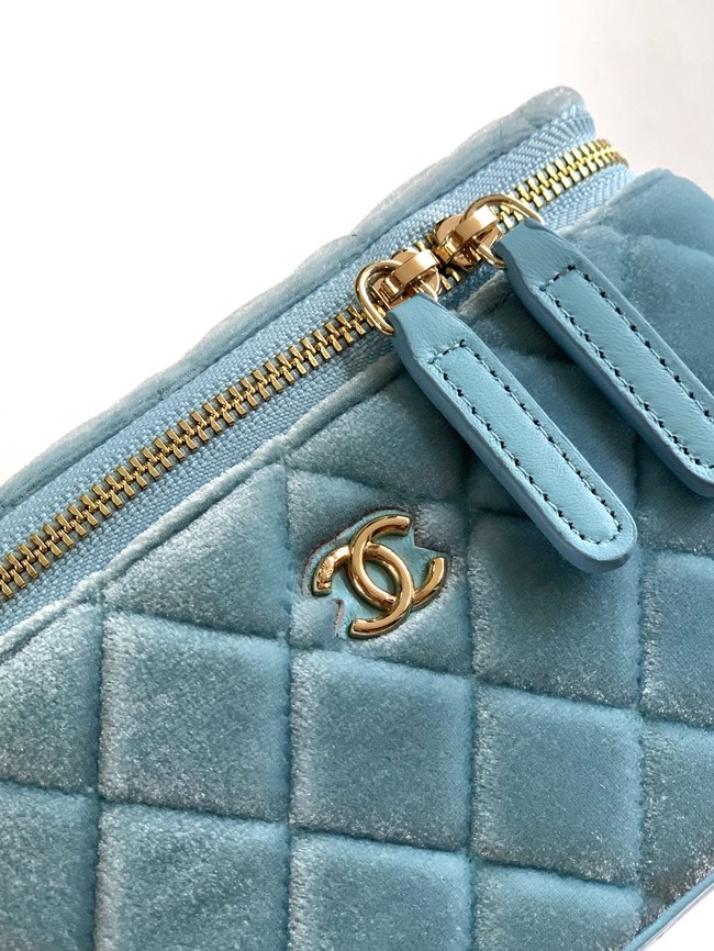 CHANEL velvet Vanity with Chain AP3940 light blue
