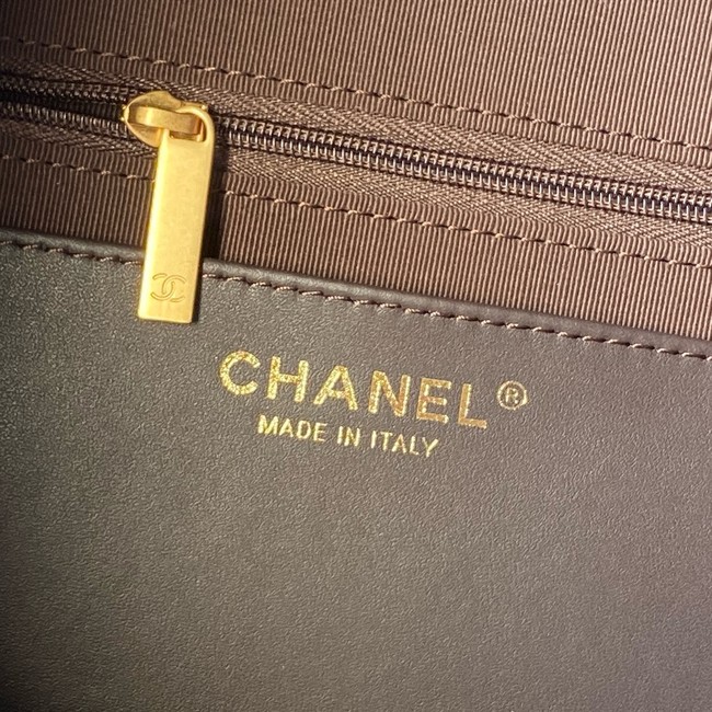 CHANEL Hobo Bag Suede Calfskin AS5978 Dark Brown