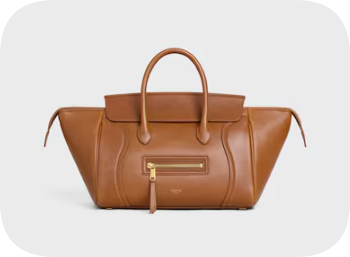 Celine SMALL NEW LUGGAGE IN SUPPLE SHINY LAMBSKIN 124213 SOFT TAN