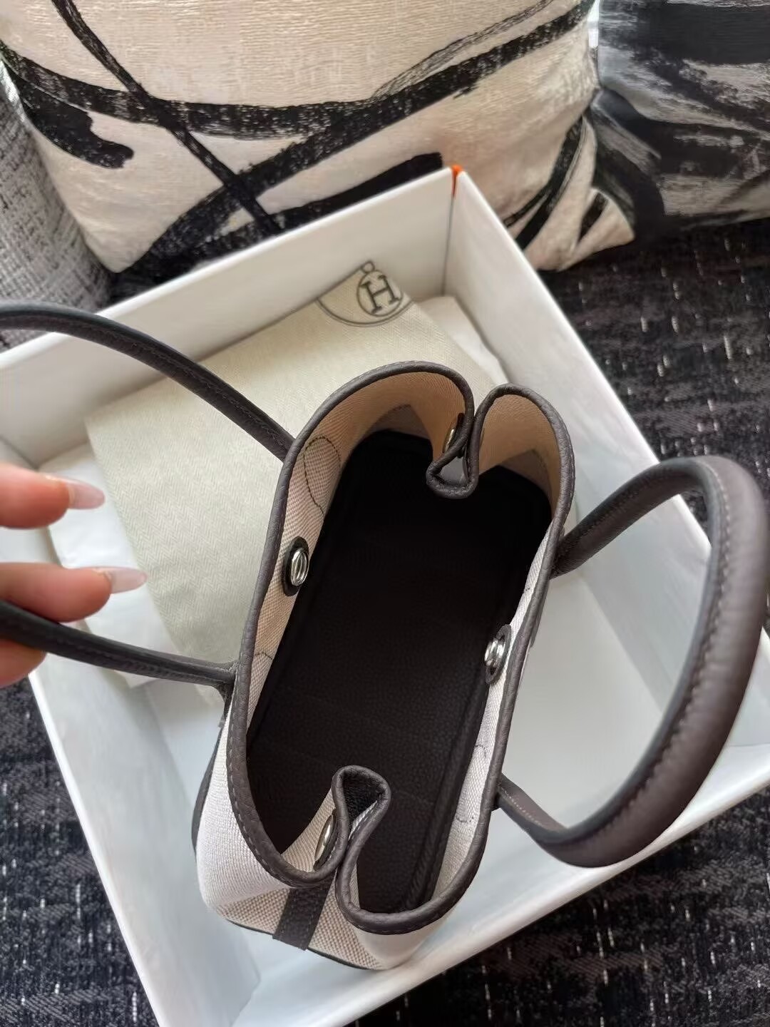 Hermes Mini Garden Party Tote Bags H3673 Gray