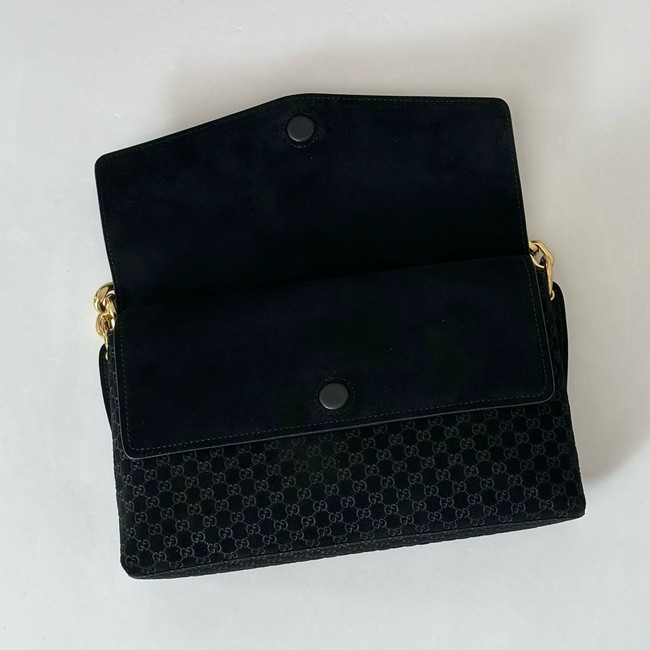 GUCCI Medium shoulder bag with chain Suede 857622 black