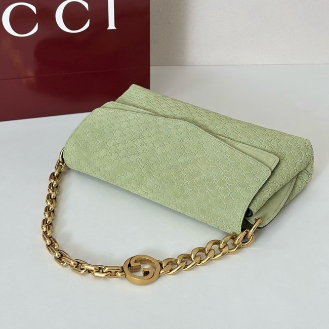 GUCCI Medium shoulder bag with chain Suede 857622 green