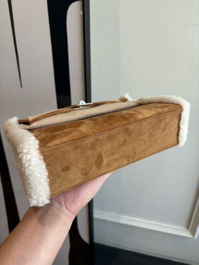 Hermes Kelly 22cm Tote Bag Suede Leather KL22 brown