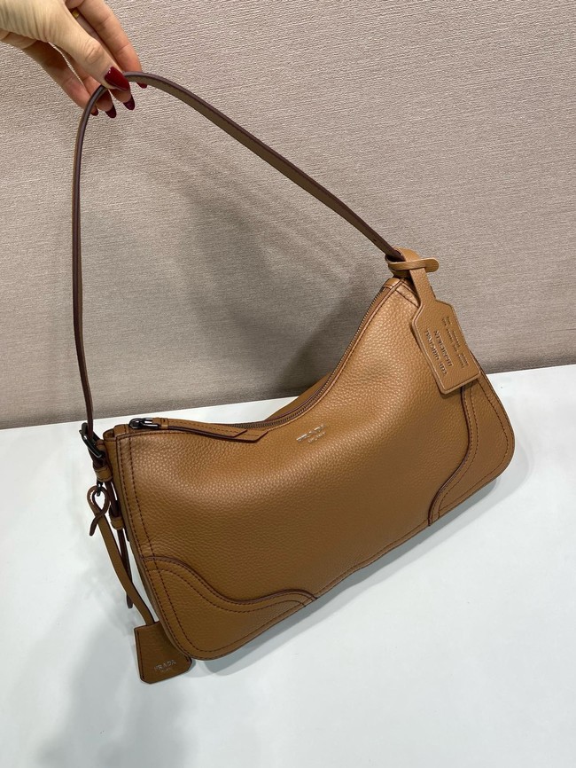 Prada Aimee large leather shoulder bag 1BC280 Caramel