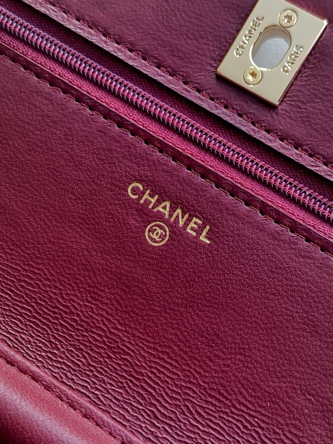 Chanel velvet Wallet On Chain AP1450 burgundy