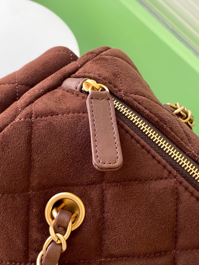 Chanel velvet Small Bowling Bag AS5792 dark brown