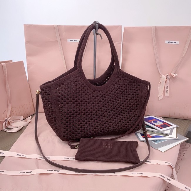 MIUMIU woven tote bag 5GB281 dark brown