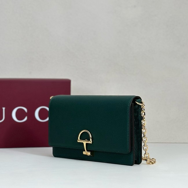 Gucci Half Horsebit wallet on chain 855654 drak green
