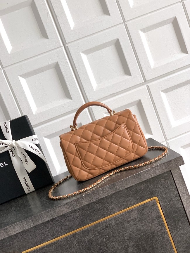 CHANEL Mini Flap Bag with Top Handle AP2431 Camel