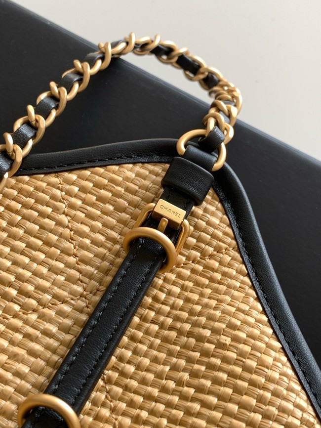 CHANEL Maxi Shopping Bag Braided Raffia AS5463 Dark Beige