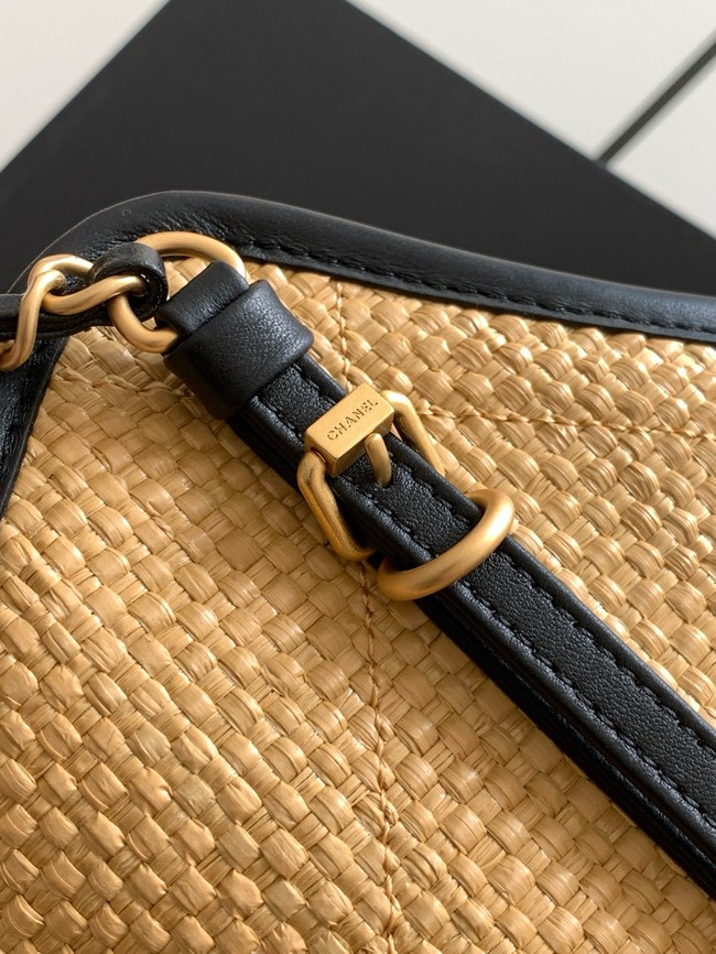 CHANEL Small Tote Braided Raffia AS6015 brown