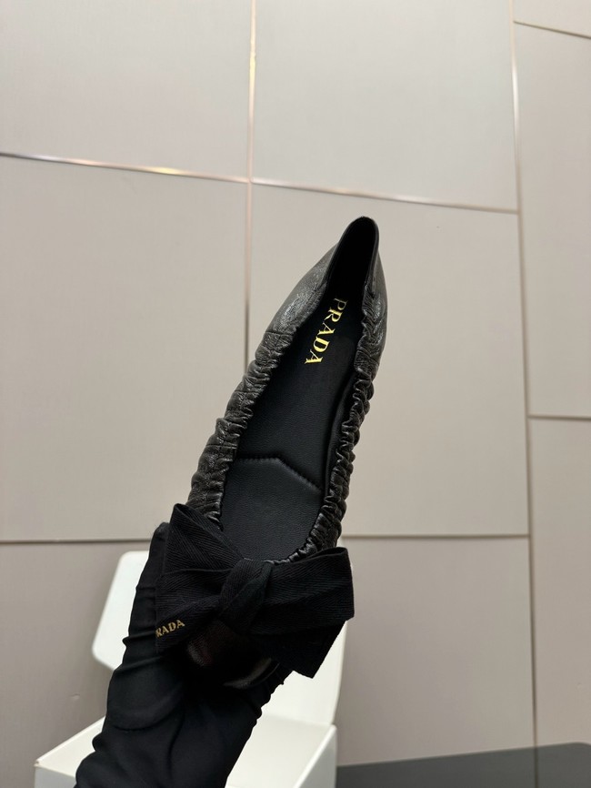 Prada Mordore nappa leather ballerinas with bow 55723-1