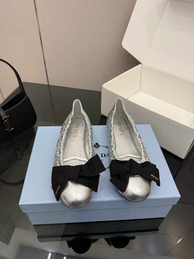 Prada Mordore nappa leather ballerinas with bow 55723-2