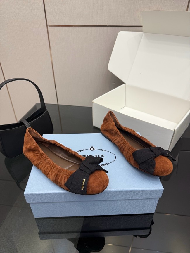 Prada Mordore nappa leather ballerinas with bow 55723-7