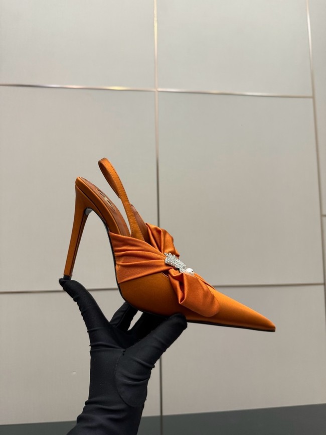 Saint Laurent AMALIA slingback pumps in satin crepe Heel 10.5CM 55726-9