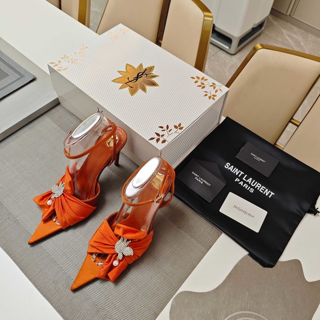 Saint Laurent AMALIA slingback pumps in satin crepe Heel 10.5CM 35964-1