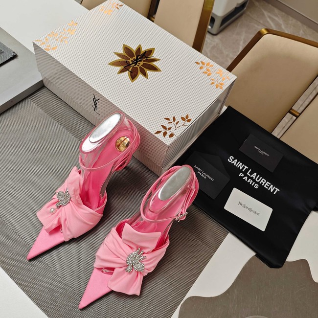 Saint Laurent AMALIA slingback pumps in satin crepe Heel 10.5CM 35964-3