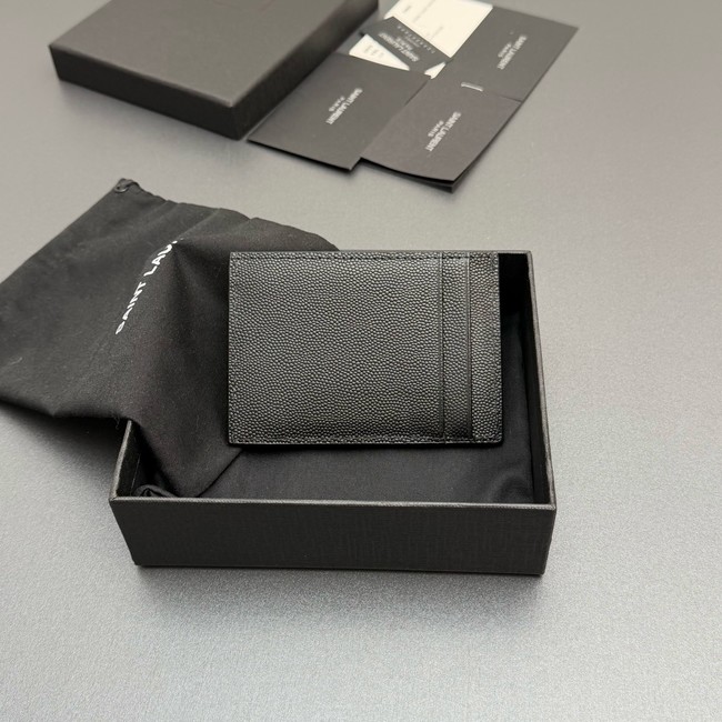 SAINT LAURENT UPTOWN FLAP CARD CASE IN GRAIN DE POUDRE LEATHER 612808-1