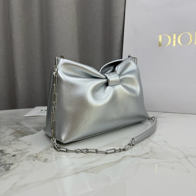 Small Dior Bow Bag Lambskin M0715P Silver-Tone