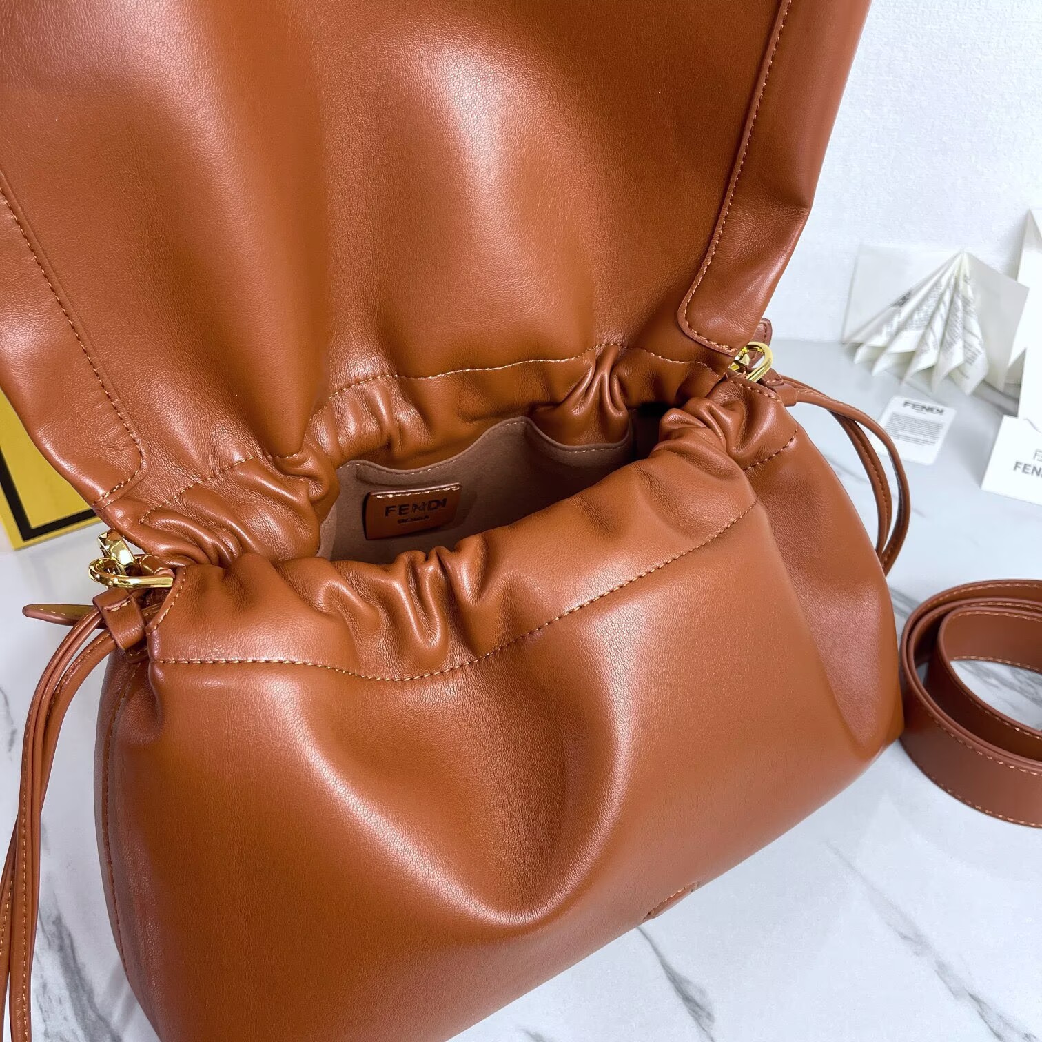 FENDI 2025 Mamma Baguette Original Leather Medium Bag FF8851 Brown