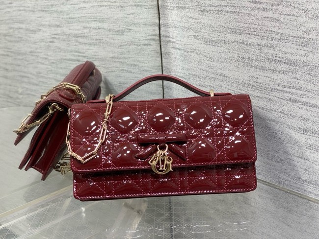My Dior Mini Bag Cannage patent leather S0984PU wine red