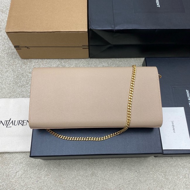SAINT LAURENT KATE clutch in grain de poudre leather 851921 DARK BEIGE