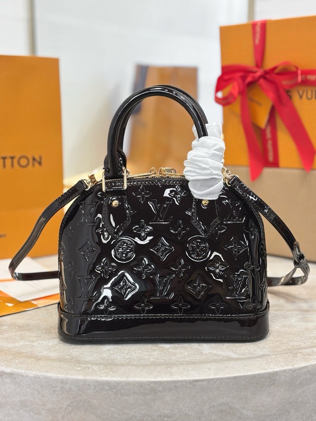 Louis Vuitton Monogram Vernis Alma BB Tote Bag M91606 dark brown