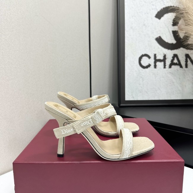 Dior Heeled Sandal with JAdior Straps Embroidered Cotton KCO538NV-2
