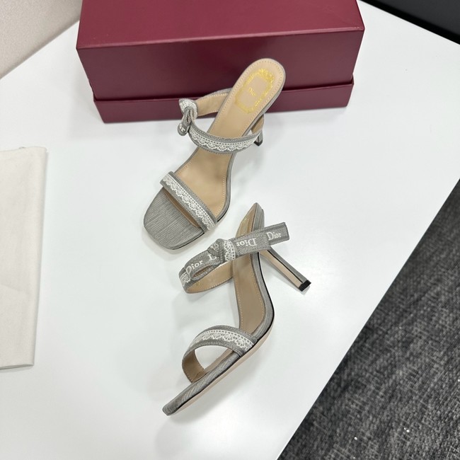 Dior Heeled Sandal with JAdior Straps Embroidered Cotton KCO538NV-4